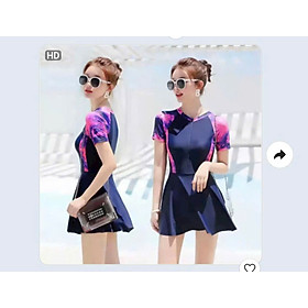 Váy Tắm Nữ Liền Ngắn Tay Thanh Lịch