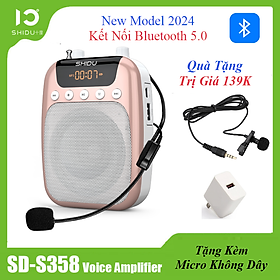 Mua Tặng Kèm Micro Không Dây Trị Giá 139K - Loa Trợ Giảng Có Dây Shidu SD-S358 Công Suất Loa 10W Kết Nối Bluetooth FM  Dung Lượng Pin 2500mAh Sử Dụng Lên Tới 15h. SHIDU S358 10W Wireless Mini Amplifier Meeting Guide Headset Micro Wireless - Hàng Chính Hãng