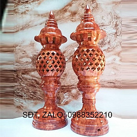 Mua cặp Đèn thờ tổ ong cao 34cm  màu đỏ vân quả dứa gỗ xà cừ hàng xuất khẩu