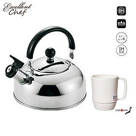 Bộ Ấm đun bếp từ có còi báo sôi Excellent TẶNG Cốc uống sữa, trà, coffee 350ml dùng được trong lò vi sóng hàng Made in Japan