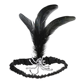 Retro 20s Black Feather Headband Charleston Flapper Women Girl Dress Up Party Ball Costume