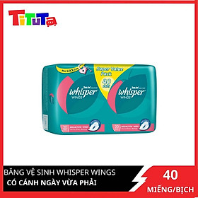 Băng Vệ Sinh Whisper Dòng Cơ Bản Có Cánh Cho Ngày Thường (40 Miếng)