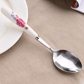 Mua Thìa inox chuôi sứ hoa hồng cao cấp