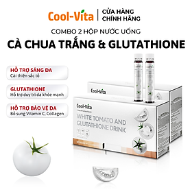Combo 2 Hộp Thực Phẩm Bổ Sung Nước Uống Cà Chua Trắng Hỗ Trợ Sáng Da Kết Hợp Glutathione Coolvita (6 chai×25 ml)/hộp
