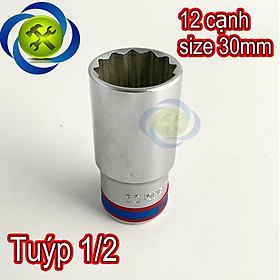 Mua Tuýp 1/2 inch 30mm 12 cạnh màu trắng loại dài Kingtony 423030M