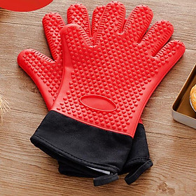 Heat Proof Silicone Gloves BBQ Cooking Gloves Oven Mitts Kitchen Grips