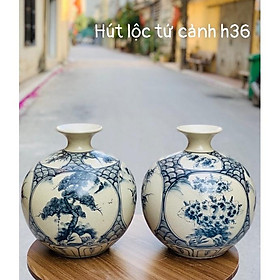 Mua Bình tài lộc H36cm men rạn cổ  họa tiết bổ khung tứ cảnh”Xuân- Hạ- Thu- Đông”. Gốm sứ Bát Tràng.