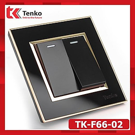 Công Tắc Âm Tường 2 Nút Bấm Đen Viền Vàng Chính Hãng Tenko - Có Công Tắc Đảo Chiều Model TK-F66-02