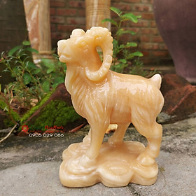 Mua Tượng dê 12 con giáp phong thủy đá ngọc hoàng long 15cm - đá Non Nước