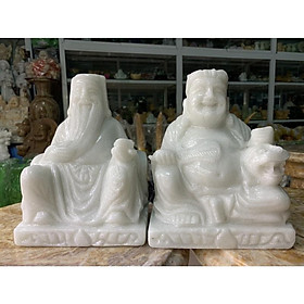 Mua Bộ Thần Tài  Thổ Địa Đá Cẩm Thạch Trắng - cao 20.5cm