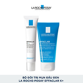 Bộ đôi kem dưỡng giúp giảm mụn đầu đen, giảm bóng nhờn La Roche-Posay Effaclar K+ 40ml và Gel rửa mặt dành cho da dầu mụn Effaclar Gel 50ml