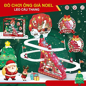 Đồ chơi ông già Noel leo cầu thang có nhạc và đèn vui nhộn cho bé giáng sinh, quà tặng giáng sinh cho bé