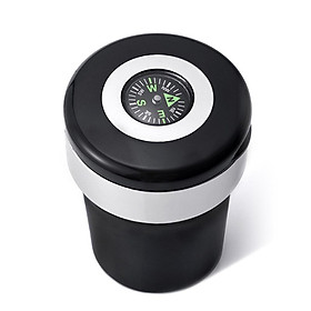 Car Smokeless Ashtray with Lid Small Garbege Can with Blue LED Light Compass for Most Car Cup Holder