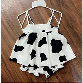 Bộ đồ bé gái áo 2 dây BÒ SỮA chất liệu lụa cao cấp 8-22kg Angel Sarah Thời Trang Thiết Kế