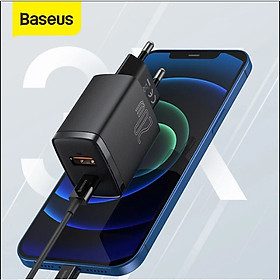 Cóc sạc Baseus Compact Quick nhỏ gọn 20W (USB + Type C Dual Port, 20W PD/QC 3.0 Multi Quick Charge Support) cho iPhone 12/iP11/XS Max, Android .. - Hàng chính hãng