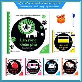 Trọn bộ 6 cuốn Ehon kích thích thị giác cho trẻ 0 - 3 tuổi (Song ngữ Anh - Việt) - Tặng kèm 1 cây bút viết xóa