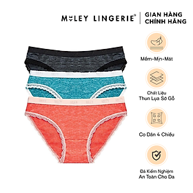 Bộ 3 quần lót nữ thun lụa sớ gỗ CD viền ren Miley Lingerie