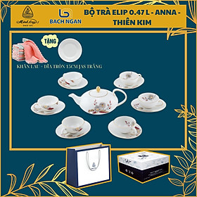 Mua Bộ Ấm Trà Elip 0.47 L - Anna Thiên Kim Viền Vàng - Gốm sứ cao cấp Minh Long I