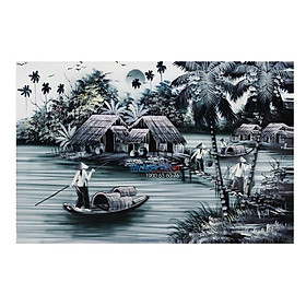 Mua Tranh sơn mài Phong cảnh Đồng quê khói Cao cấp MNV-SMMT01-4