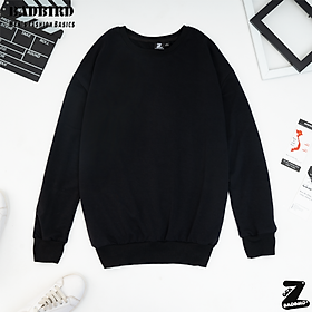 Áo Thun Dài Tay Unisex nam nữ form rộng Oversize, Sweater chất nỉ da cá cao cấp trơn basic, GENZ, Thương hiệu Việt - Đen - L ( Dưới 80 Kg )