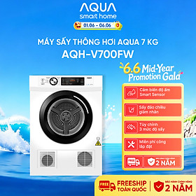 Máy sấy thông hơi Aqua 7 kg AQH-V700FW - Bảo hành 2 năm - Freeship toàn quốc - Hàng chính hãng
