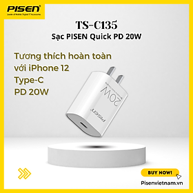 Mua Sạc cao cấp PISEN C135 Quick PD 20W  hỗ trợ sạc nhanh 20W chuẩn QC4.0 PD 3.0 - Hàng chính hãng Bảo hành 18 tháng