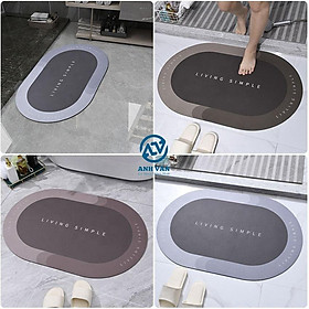 Thảm lau chân Silicon Hình Elip lót cửa chùi chân, siêu thấm hút, chống trượt cho phòng tắm (60x40cm)