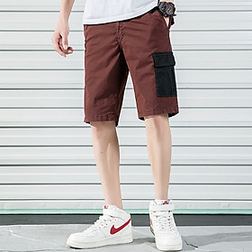 Men's Cotton Casual Shorts Summer Colorblock Beach Pants