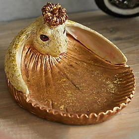 Rabbit Figurine Sculpture Jewelry Ring Vanity Tray for Home Living Room Decor Ornaments