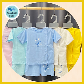 Combo 3 bộ quần áo Tay Ngắn Màu Cài Lệch Thái Hà Thịnh, Size 1,2,3 cho bé từ sơ sinh -9kg