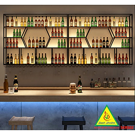 Mua KỆ TRƯNG RƯỢU KHUNG SẮT – MẶT GỖ CÓ ĐÈN 5KRS02 - NỘI THẤT LẮP RÁP VIENDONGADV