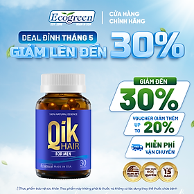 [Hộp 30v] Viên Uống Kích Thích Mọc Tóc Qik Hair For Men Ecogreen Giảm Rụng Tóc Cho Nam