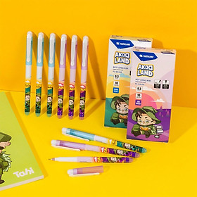 Bút lông kim Thiên Long FL-04/AK - Nét viết 0.3mm mảnh nhỏ Mực đều liên tục, nhân vật Akooland Tahi - Xanh