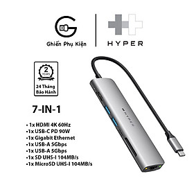 Mua Hub HyperDrive HD22H Slab 7IN1 Cổng Chuyển Type C Dành Cho Macbook/Surface/PC/DEVICES - Hàng Chính Hãng