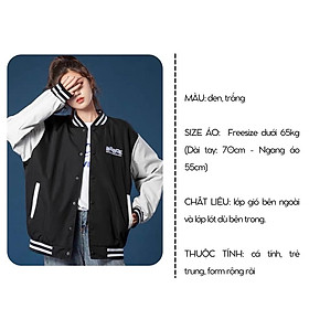 Áo Khoác dù bóng chày nút bấm in chữ Babge unisex nam nữ phong cách hàn quốc siêu đẹp Form Rộng – ST40 – babitrendy