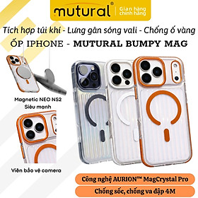 Ốp lưng chống sốc PC lưng sóng Vali AURION MagCrystal Pro cho iPhone 17 Pro Max Mutural Bumpy Magnetic Neo N52 chống ố vàng, Hít nam châm siêu chuẩn, Mặt lưng Crystal trong suốt cao cấp, Gia cố khung bảo vệ, Chống bám vân tay - Hàng nhập khẩu
