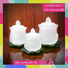 Mua Ly nước lưu ly trắng mờ sen nổi đại bi đế sen xanh hàng VIP - Nhiều cỡ