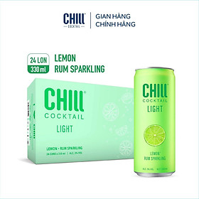 Thùng 24 lon Chill Cocktail Light vị Lemon Rum Sparkling 330ml lon