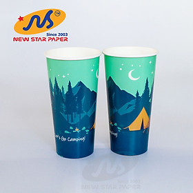 Ly giấy 22oz/649ml - Lốc 50 ly giấy có họa tiết