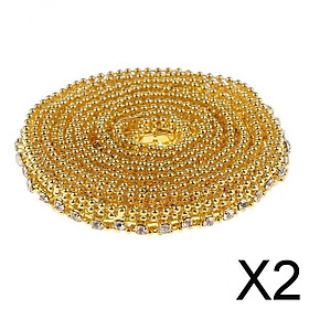 2x1 Yard Gold Crystal Bead Rhinestone Ribbon Trim Chain for Sewing Craft Decor