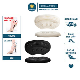 Miếng lót giày cao cấp ép vải, hạt lồi tặng độ bám giúp giảm size giày và chống đau gót sau - BuyBox - BBPK198 - 1 cặp màu Đen  1 cặp màu Kem