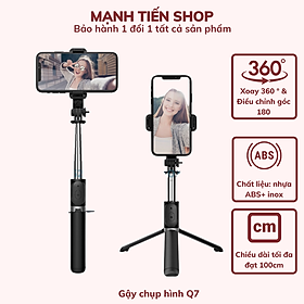 Gậy chụp hình tự sướng Q07 xoay 360 độ kèm nút bluetooth điều khiển từ xa TiMa.lala  - Hàng chính hãng - Đen