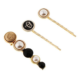 Hair Accessories for  Women Gold Metal Pearl Hair Clips Barrettes Hair Pins 3pcs