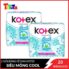 Combo 6 Băng Vệ Sinh Hàng Ngày Kotex Dịu Mát Từ Thảo Dược 20 miếngx6