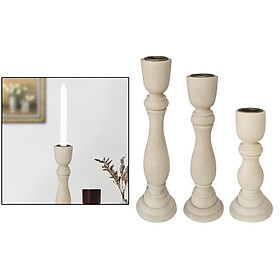3 Pack Pillar Candle Holder Vintage Stand Candle Candlestick for Centerpiece