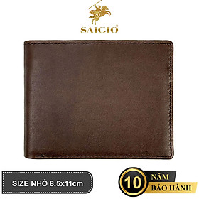 Ví Nam Nhỏ Gọn Cao Cấp ANILINE, Da Bò Sáp Siêu Bền Bỉ, Thiết Kế Đơn Giản, Dáng Ngang - Gập 2, Đựng Tiền và Thẻ ATM Tiện Dụng – Hàng Chính Hãng SAIGIO