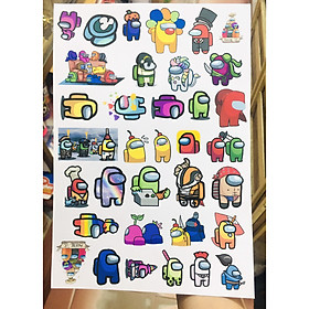 Sticker Among Us set 80 ảnh decal hình dán ép lụa