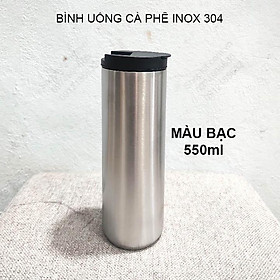 Ly uống bằng inox 304 loại 2 lớp, chuyên dùng uống cà phê, uống trà đa năng, dung tích 550ml