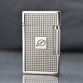 Mua Vỏ Hột Quẹt Bật Lửa Upon Gas Đá D136B Họa Tiết Kẻ Cách Điệu Chữ D ở Giữa Màu Bạc - Dùng Gas Đá Cao Cấp