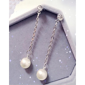 Khuyên tai dáng dài đính hạt trắng BT111